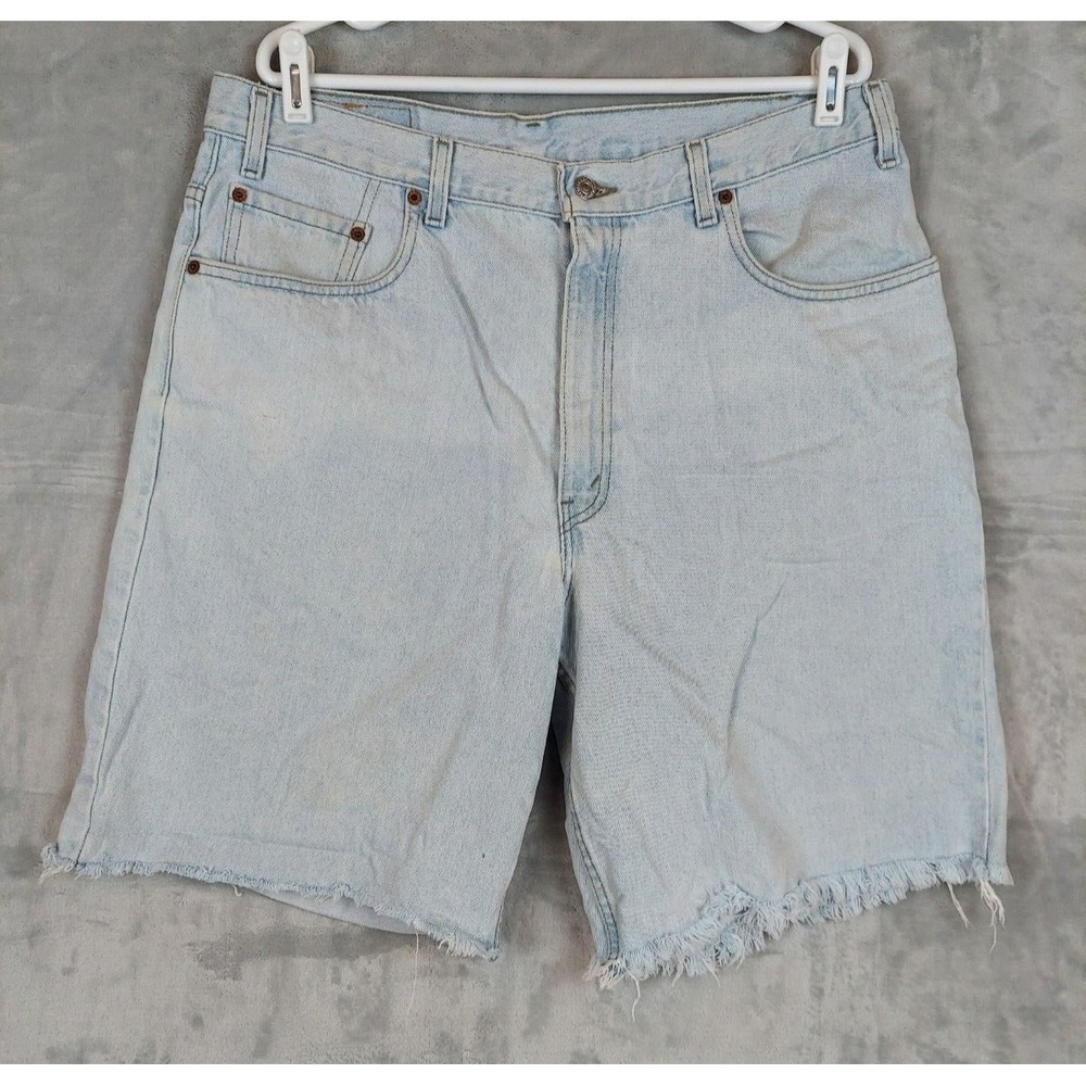 VTG Levis Shorts Mens 36X10 Faded 560 Loose Fit Denim Y2K 90s Frayed USA Made